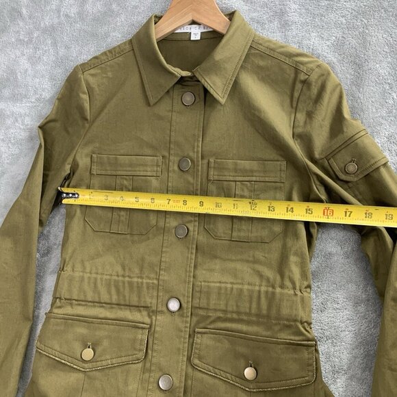 Veronica Beard Jacket Womens Size 2 Military Green Belted Army Military Chic USA - Picture 3 of 8